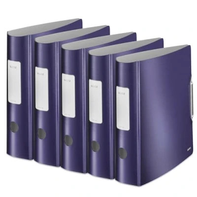 Abbildung von Leitz Qualitäts Ordner 180 Active Style, 5er Pack, A4, Titan Blau, Abgerundeter Rücken mit 8,2 cm Rückenbreite, Gummibandverschluss, Leichtes Polyfoam, 11080069