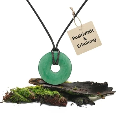 Abbildung von PURAJA Aventurin Anhänger aus echtem Edelstein Heilstein Kette mit Donut inkl. hochwertigem Kordband
