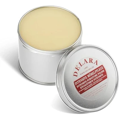 Abbildung von DELARA Intensive Möbelpflege, sehr hochwertiges Möbelwachs mit Bienenwachs und Kokosöl Made in Germany (farblos, 500 ml)