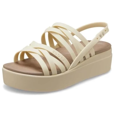 Abbildung von Crocs Damen Brooklyn Low Riemchensandalen mit Keilabsatz, knochenfarben, 41/42 EU