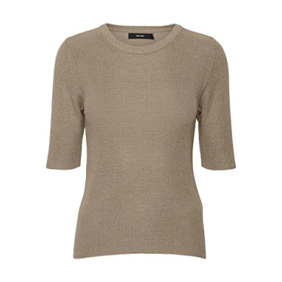 Abbildung von Vero Moda Women&#039;s VMNEWLEXSUN 2/4 Tight O Neck BLOU GA REP Pullover, Silver Mink, XS