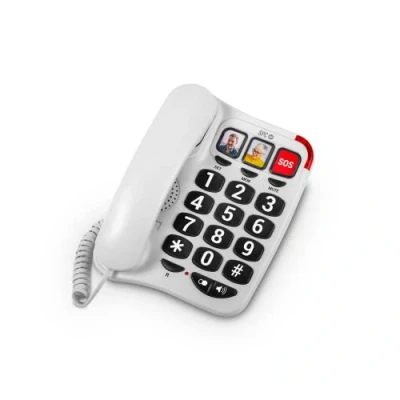 Abbildung von SPC Comfort Numbers 2 Festnetztelefon für Senioren mit großen Tasten, 3 Direktspeichern Foto, sehr hoher Lautstärke, hörgerätekompatibel, Leuchtsignal, Tisch oder Wandmontage