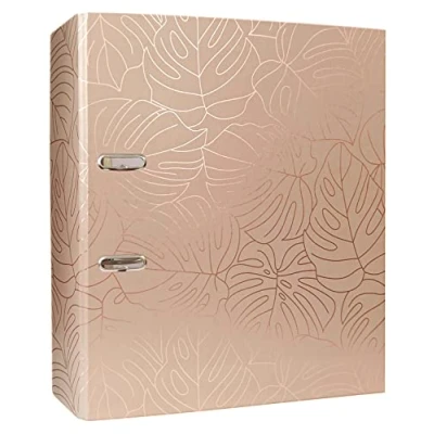 Abbildung von Interdruk DIN A4 75 mm Breit Metallic Hochwertiges Design Roségold Monstera