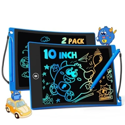 Abbildung von TEKFUN 2 Stück LCD Schreibtafel Kinder Zeichenbrett 10 Zoll Bildschirm Maltafel Zaubertafel mit Lanyard, Lernspielzeug Geschenke für 3 4 5 6 7 Mädchen Jungen (2*Blau)