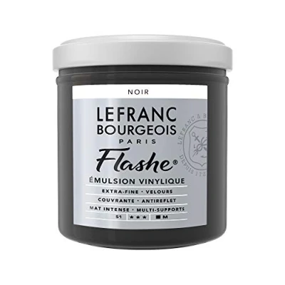 Abbildung von Lefranc Bourgeois 300476 Flashe Acrylfarbe &amp; Vinylfarbe, hochpigmentiert, elastisch, lichtecht, alterungsbeständig, matt, für den Innen Außenbereich, 125ml Topf Schwarz