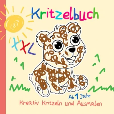 Abbildung von Kritzelbuch ab 1 Jahr XXL: Erstes XXL Ausmalbuch mit 50 einfachen Motiven zum Kritzeln und Ausmalen der ersten Gegenstände für kreative Kinder, Super Beschäftigung