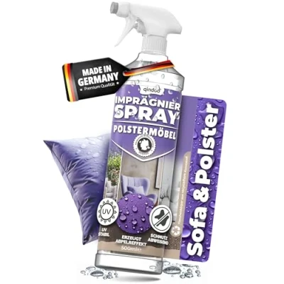 Abbildung von Imprägnierspray für Polster Möbel, Fleckenschutz Sofa, Couch &amp; Autositze, Wasser Schmutz, Qindoo Spray Imprägnierung von Stoff, Cord und Bezügen, PFC frei, Made in Germany