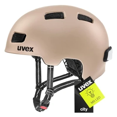 Abbildung von uvex City 4 Leichter Helm für Damen und Herren individuelle Größenanpassung inkl. LED Licht Soft Gold matt 58 61 cm