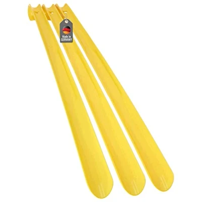 Abbildung von Lantelme 3 Stück Schuhanzieher 65cm in Gelb mit Farbauswahl Kunststoff Schuhlöffel Xl Lang und stabil Schuhanziehhilfe (Gelb)