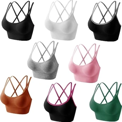 Abbildung von Libella 3er Pack Damen Bustier Bralette Sport BH Wohlfühl Sportliche Comfort Gepolsterter Push UP Stützfunktion verstellbare Träger Ohne Bügel Yoga Fitness 3765 Schwarz SM