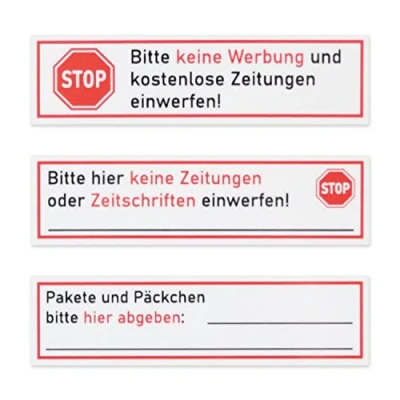 Abbildung von Briefkasten Magnet Set 3 Stk. I Stop Bitte keine Werbung und kostenlose Zeitung einwerfen! 11 x 4 cm Gegen Reklame im wetterfest hin_678