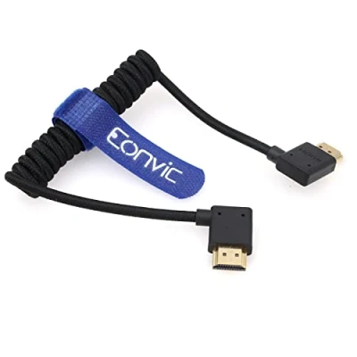 Abbildung von Eonvic 2.1 HDMI Spiralkabel 8K auf Kabel High Speed Thin Stecker Extender Geflochtenes für Atomos Ninja V, Sony a7siii, Portkeys BM5 Monitor