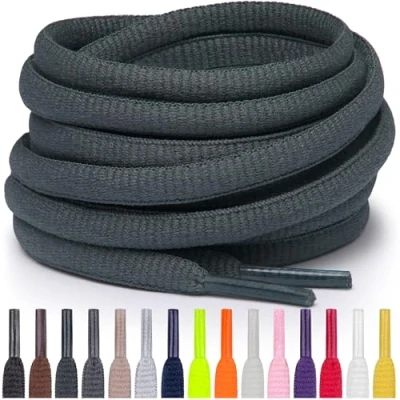 Abbildung von Miscly Schnürsenkel Oval, Reißfest für Sportschuhe, Sneaker und Laufschuhe 100% Polyester Ø 6mm (69 cm, Dunkelgrau)
