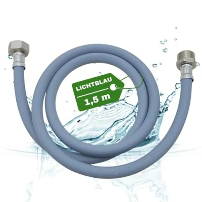 Abbildung von LICHTBLAU Verlängerung Zulaufschlauch I 1,5m mit METALLGEWINDE Geschirrspüler Waschmaschine Anschluss 3/4 Zoll Wasserzulaufschlauch universell verwendbar Hersteller unabhängig