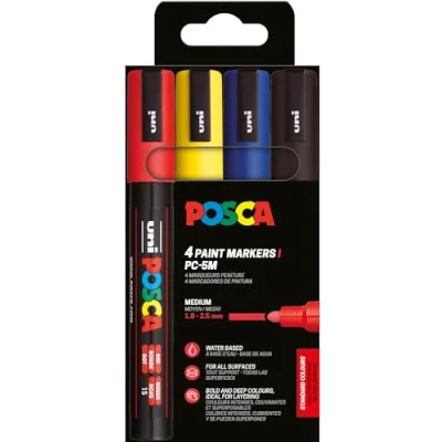Abbildung von POSCA 182545 Marker Set, 4 Acrylstifte PC 5M, Permanent 1,8 2,5 mm Rundspitze