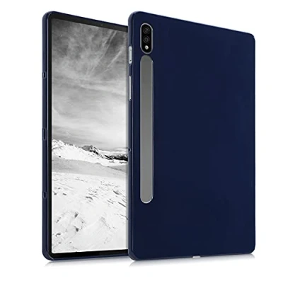 Abbildung von kwmobile Schutzhülle kompatibel mit Samsung Galaxy Tab S8 / S7 Hülle Silikon Tablet Cover Case Dunkelblau