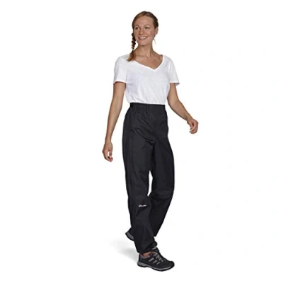Abbildung von Berghaus Damen Deluge Überhose, Langlebige, Bequeme Regenhose Atmungsaktive Wasserdichte Wanderhose, Schwarz, 40 EU Standard 31 Zoll
