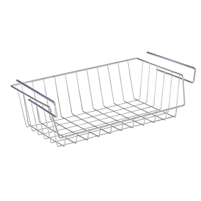 Abbildung von WENKO Regaleinhängekorb, Aufbewahrungskorb für zusätzlichen Stauraum an einem Regal oder Schrankboden einhängen, Aufbewahrung &amp; Organisation, 44 x 15 27 cm, verchromtes Metall, Silber glänzend