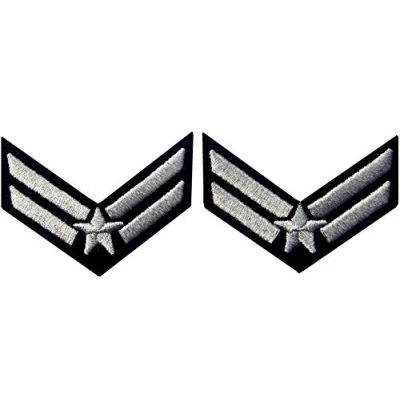 Abbildung von Air Force Flieger Chevron Rank Fashion Dekorative Emblem Besticktes Eisen Auf Nähen Patch, Silber, 2 Stk