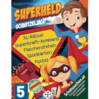 Abbildung von Superhelden Schnitzeljagd Kindergeburtstag Schatzsuche ab 5 Jahren: Findet mit dem Superkraftarmband den Schatz und besiegt Bösewicht Ein Spiel für Superheld*innen! (Bravo Schatzsuche)