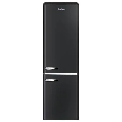 Abbildung von Amica KGCR 387 101 MS Retro Kühl /Gefrierkombination/Matt Schwarz / 181 cm (H) x 55 (B) 62 (T) Design/Kühlschrank mit Gefrierfach