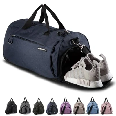Abbildung von Fitgriff® Sporttasche &amp; Reisetasche für Damen und Herren mit Schuhfach Nassfach Tasche Sport, Fitness Reisen Trainingstasche, Gym Bag (Navy Blue, M)