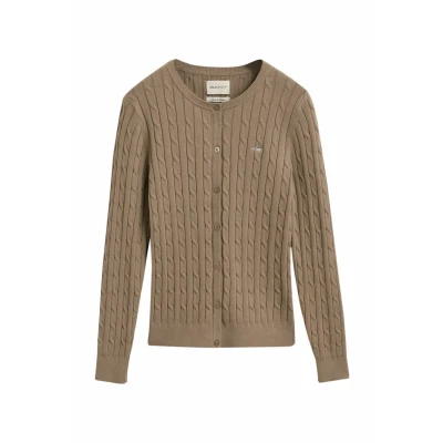 Abbildung von GANT Cable Strickjacke, Damen, Größe: XL, Taupe beige