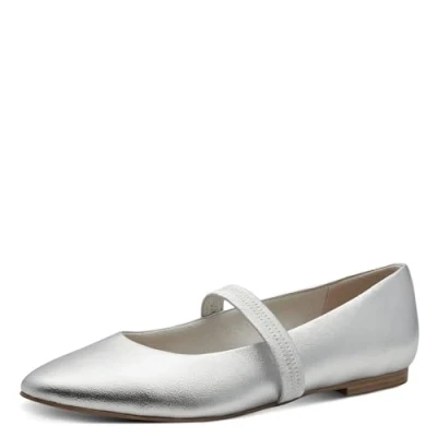 Abbildung von MARCO TOZZI Damen Ballerinas mit Riemen Spitz, Silber (Silver), 39 EU