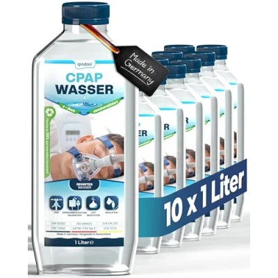 Abbildung von Qindoo CPAP Wasser I bidest für Sauerstoffgerät, Inhalator, Luftbefeuchter, Verdampfer, Bedampfer, Atemgas Befeuchtung Geräte (10 Liter)