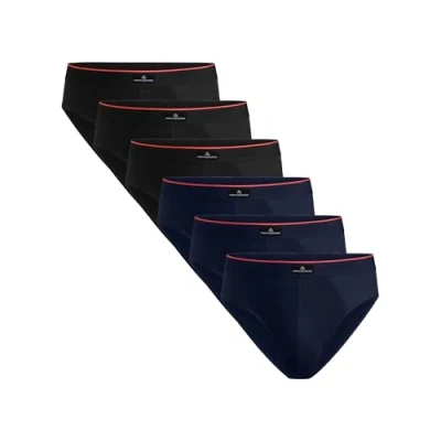 Abbildung von DANISH ENDURANCE 6er Pack Herren Slips, Klassischer Slip aus Baumwolle, Weiche Unterwäsche, Mehrfarbig (3xSchwarz/Rot, 3xNavy/Rot), M