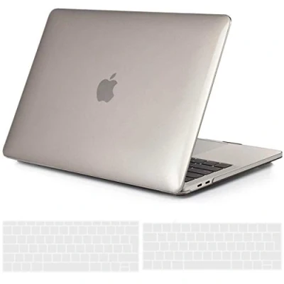Abbildung von TECOOL Hülle für MacBook Pro 13 Zoll 2022 2021 2020 2016, A2338(M1/M2) A2289 A2251 A2159 A1989 A1706, Ultradünn Schutzhülle Hartschale Transparent Case Cover + EU Tastaturschutz, kristallgrau