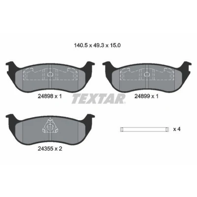 Abbildung von TEXTAR 2489803 Bremsbelagsatz nicht für Verschleißwarnanzeiger vorbereitet mit Zubehör JEEP: Cherokee III, WRANGLER 2