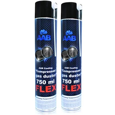 Abbildung von AABCOOLING Compressed Gas Duster FLEX 750ml Wertpaket 2 Stück mit Flexiblem Schlauch Air, Reinigungspray, PC Reinigungsset, Druckluft Spraydose, Pressluft Dose