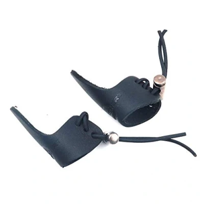 Abbildung von Namvo 2 STK Bogenschießen Finger Tab Leder Daumen Ring Pfeil Handschuh Pad für die Jagd Langbogen schwarz