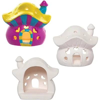 Abbildung von Baker Ross FC700 Feenhaus Teelichter aus Keramik 3er Pack, Bastelset für Kinder zum Dekorieren und Basteln, Mittel