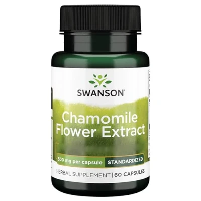 Abbildung von Swanson, Chamomille Flower Extract (Kamillenblüten Extrakt), 500mg, Hochdosiert, 60 Kapseln, Laborgeprüft, Sojafrei, Glutenfrei, Ohne Gentechnik