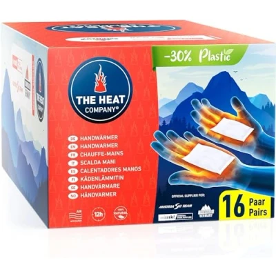 Abbildung von THE HEAT COMPANY Handwärmer Neu: 30% weniger Plastik EXTRA WARM: 12 Std. Wärme für die Hände 16 Paar luftaktivierte Wärmepads Taschenheizung gegen kalte