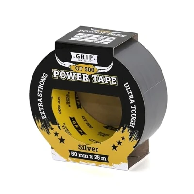 Abbildung von GRIP Eventbasics Panzertape GT 500, extrem stark klebendes Powertape 50 mm x 25 m, silber, wasserdichtes Reparaturband für Indoor und Outdoor, Universal Klebeband zum Reparieren &amp; Abdichten