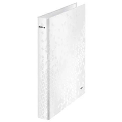 Abbildung von Leitz WOW Ringbuch für bis zu 230 Blatt, A4, 2 D Ring Mechanik, 40 mm Rückenbreite, Perlweiß, 42410001
