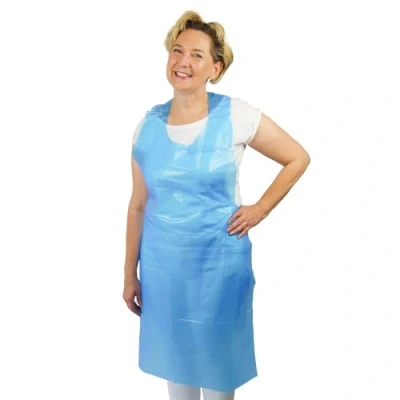 Abbildung von ARNOMED PE Einwegschürzen 50 Stk, Schürze Wasserdicht, Plastikschürzen 18µ dick, Geblockte Einmalschürzen Gr 75x125cm, Blau Ölbeständig, Fleischer /Metzger Schürze, Medizinische Einwegschürze