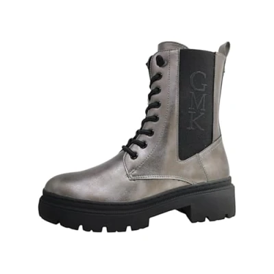 Abbildung von MARCO TOZZI by Guido Maria Kretschmer Damen Stiefeletten zum Schnüren mit Plateau Reißverschluss, Silber (Pewter), 39 EU