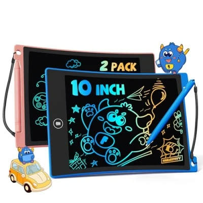 Abbildung von TEKFUN 2 Stück LCD Schreibtafel Kinder Zeichenbrett 10 Zoll Bildschirm Maltafel Zaubertafel mit Lanyard, Lernspielzeug Geschenke für 3 4 5 6 7 Mädchen Jungen (Rosa+Blau)
