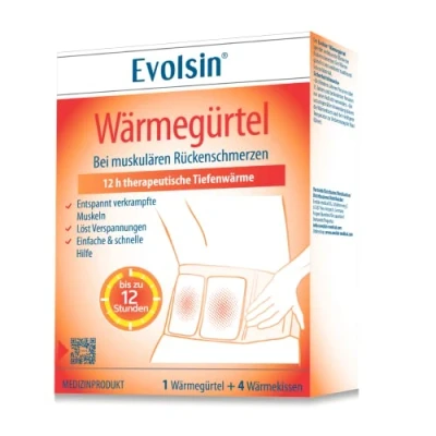 Abbildung von Evolsin® Wärmegürtel 12h therapeutische Tiefenwärme bei muskulären Rückenschmerzen Wärmepflaster Alternative Nierenwärmer sofort einsatzbereit Wärmeumschläge ohne Chemie (2 Anwendungen)