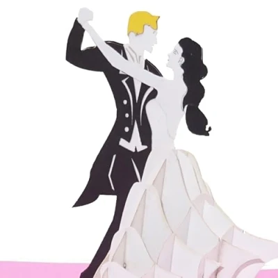 Abbildung von 3D Pop Up Karte „Tanzpaar“ Einladungskarten zum Tanz, Tanzen, Tanzkurs, Tanzball oder zur Hochzeit als Einladung &amp; Hochzeitskarte