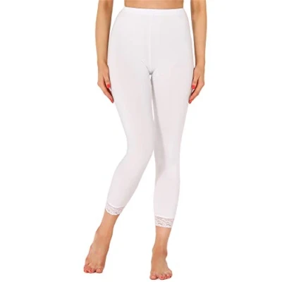 Abbildung von Merry Style Damen 7/8 Leggings mit Spitze MS10 342(Weiß,M)