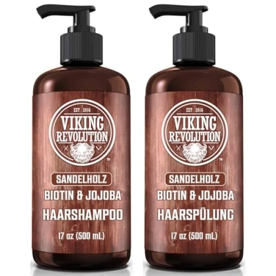 Abbildung von Viking Revolution Shampoo und Conditioner Set 2 x 500 ml Feuchtigkeitsspendend Stärkend Herren Haarshampoo Haarspülung mit Vitamin B5, Biotin Jojobaöl Sandelholz