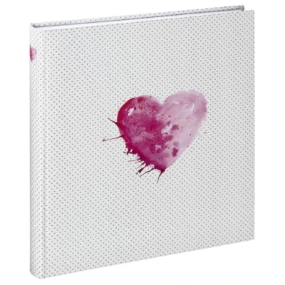 Abbildung von Hama Fotoalbum Herz Motiv 29x32 cm (Hochzeitsalbum mit 50 weißen Seiten Fotobuch für 250 Fotos im Format 10x15, Album zum Einkleben und Selbstgestalten) weiß/pink