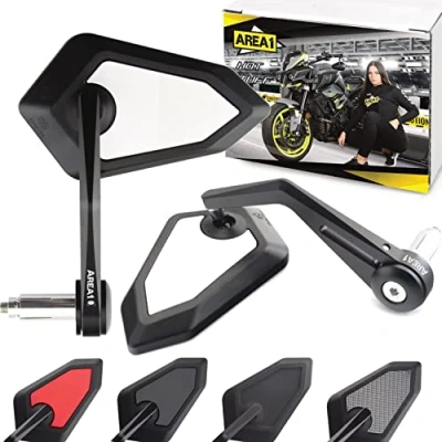 Abbildung von Area1 Motorradspiegel CNC Lenkerenden Motorrad Rückspiegel Set 7/8&quot; (Rechts+Links) e geprüft, Weiß. Kompatibel mit KSR