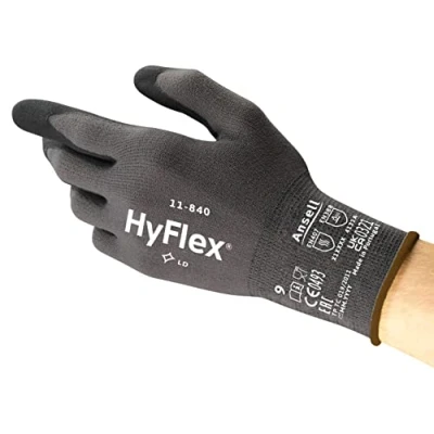 Abbildung von Ansell HyFlex 11 840 Professionelle Arbeitshandschuhe, Rutschfeste Nitril Beschichtung, Industrie Schutzhandschuhe für Mechanik und Werkstatt, Montagehandschuhe, Schwarz, Größe L (3 Paar)