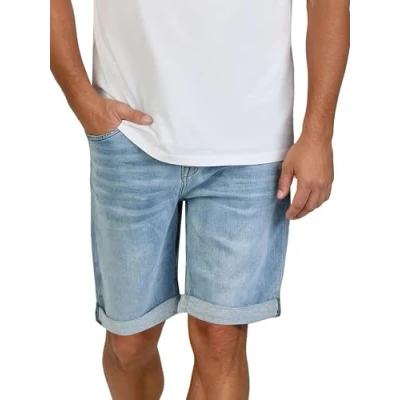 Abbildung von DENIMFY Jeans Shorts Herren Stretch Kurz Regular Fit DFAri Kurze Hosen Sommer Denim Einfarbig, Größe:38, Farben:Light Blue (L114)